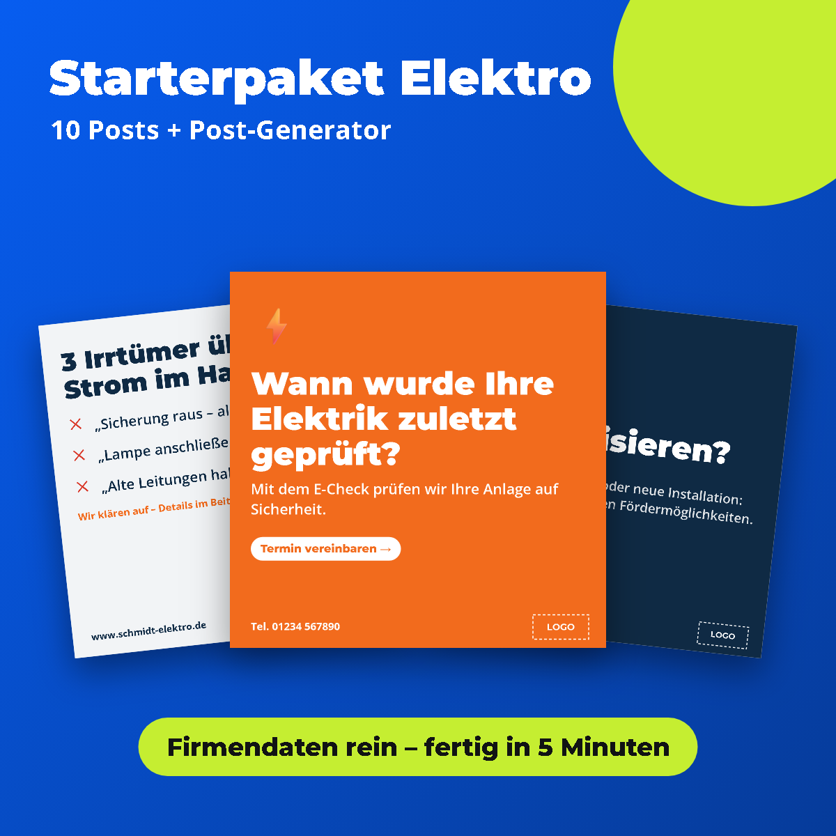 Vorschau: Starterpaket Elektro: 10 Posts + Post-Generator